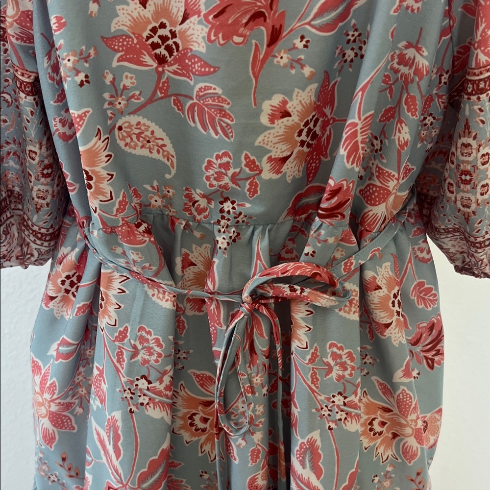 Band of the free - Floral Puff Sleeve Mini Dress in cornflower Blue and mauve - Picture 9 of 14